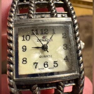 Denacci Silver Quartz cuff style Watch- Working